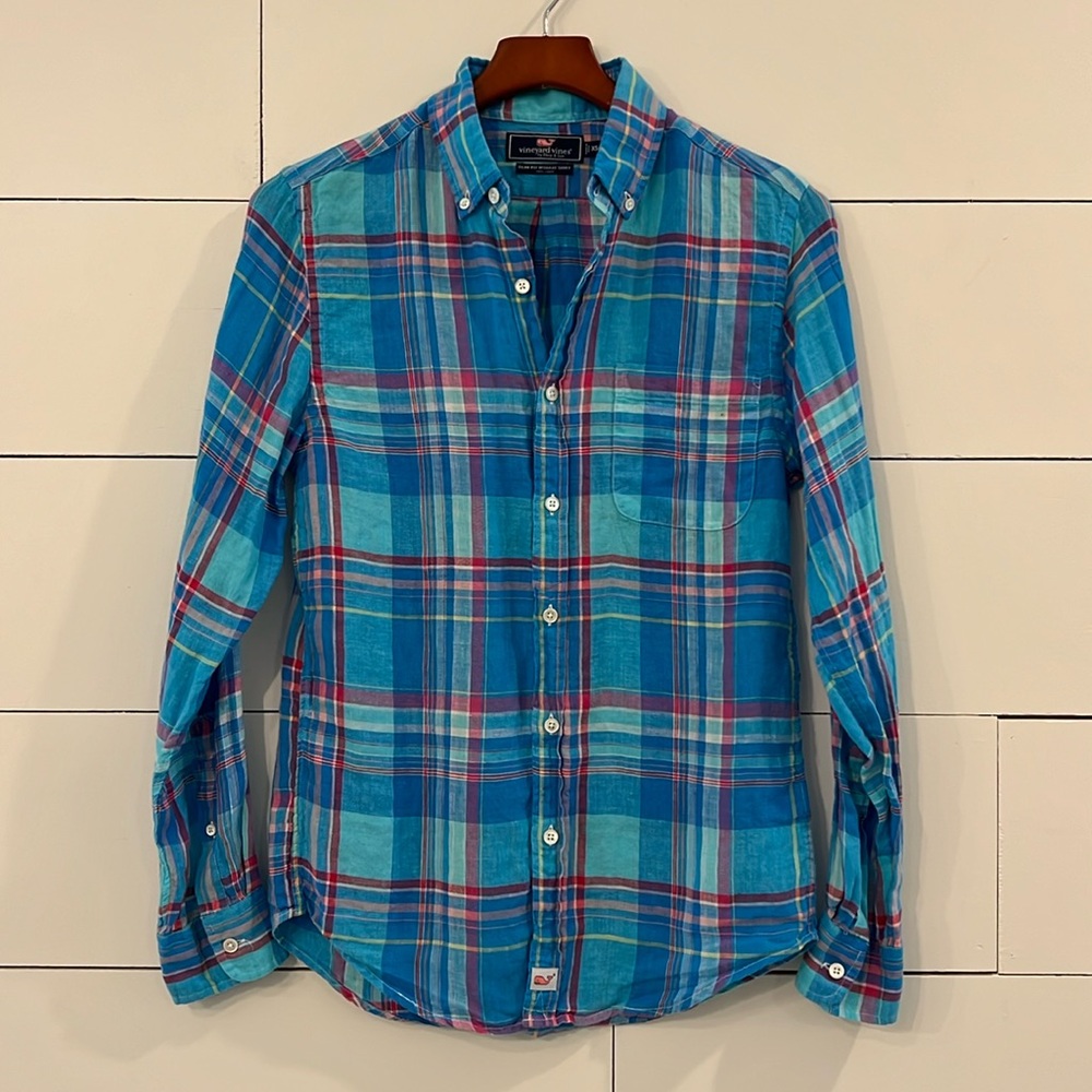 Vineyard Vines Slim Murray Linen Button Front Down Shirt